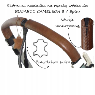Kožený kryt rukoväte pre Bugaboo Cameleon 3 / 3plus, šnurovacia verzia